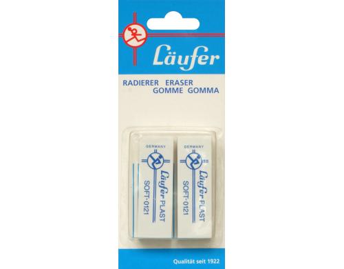 Lufer Radiergummi Plast Soft 0121 Kunststoff, 65x21x12 mm, Blister  2 Stk
