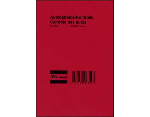 Favorit Autobetriebs-Kontrolle 16 Blatt weiss, Einband Presspan rot, D/F, 120x180mm