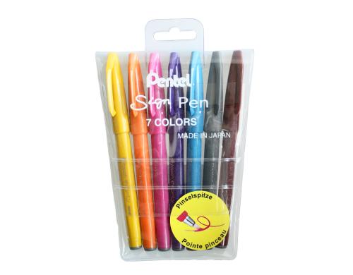 Pentel Brush Sign Pen, Faserschreiber 7er Set