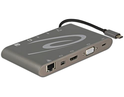 Delock Dockingstation USB3.1-C, dunkelgrau 3xUSB3.0, Giga-LAN, HDMI,VGA,3.5mm Audio,SD
