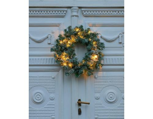 Sirius LED Weihnachtskranz grn beschneit Outdoor, D: 45cm, mit Timer