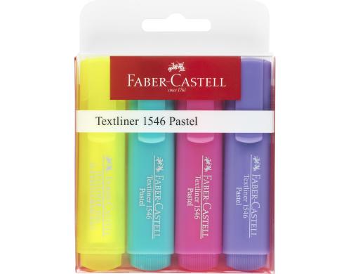 FABER-CASTELL Textmarker Pastell 4er pack gelb, aquamarin, ros, flieder