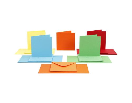 Creativ Company Karten 220 g/m2 und Couvert 5 Farben, 50 Stck, 15 x 15 cm
