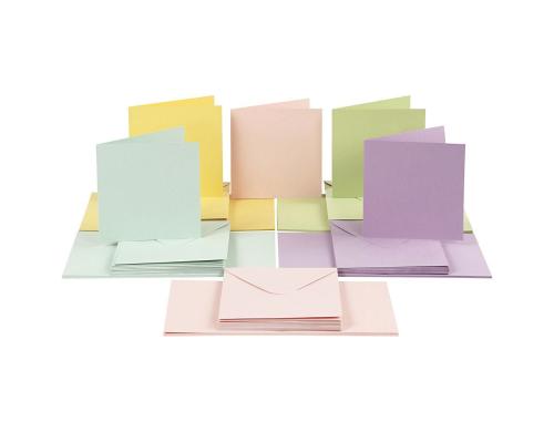 Creativ Company Karten 220 g/m2 und Couvert Pastellfarben, 50 Stck, 15 x 15 cm