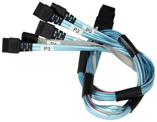 Supermicro SAS Kabel: SFF8087-4xSATA, 0.5m intern, Mulitilane mit Sideband fr Status