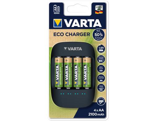VARTA Eco Charger inkl. 4x 56816 AA 2100mAh Rech. Accu Recyc