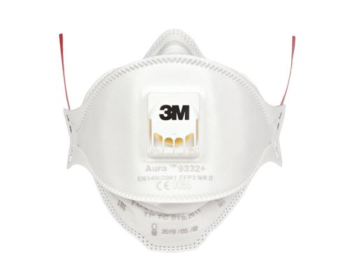 3M Atemschutzmaske 9332+, FFP3, 5 Stck Aura, fr Dmmstoffe und Hartholz, 5 Stck