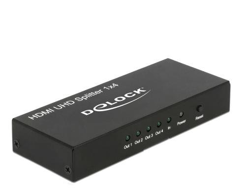 Delock Monitorsplitter HDMI/Bu - 4x HDMI/Bu aktiv verstrkt, Netzteil, 3840x2160@60Hz