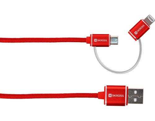 SKROSS 2in1 Charge'n Sync Red Steel Line, fr MicroUSB und Lightning