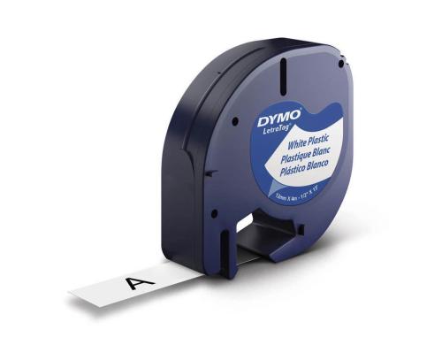 Dymo LetraTag Beschriftungsband, Plastik Weiss, 12mm x 4m - für alle LetraTag Geräte