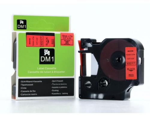 Dymo Schriftband D1, 12mm x 7m, Band: rot Schrift: schwarz - für alle LabelManager
