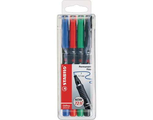 Stabilo OHPen universal Fein 4er Etui wasserfest, Strichbreite ca. 0.7mm