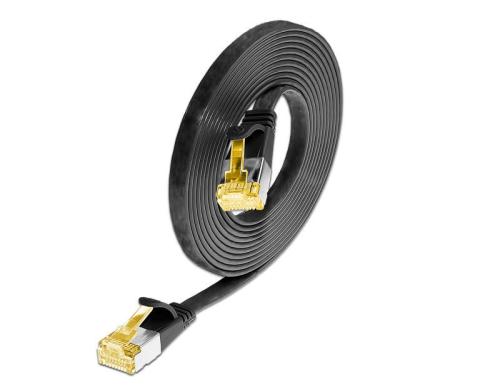 Slim Wirewin Patchkabel: U/FTP,5.0m,schwarz Cat.6A, geschirmt, PVC, flach, 1.85x6mm