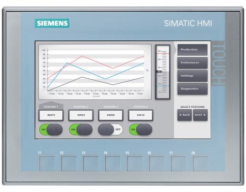 Siemens LOGO! 8 Beobachtung KTP700 COL PN2 Basic, Touchscreen, 8 Tasten, 7 Display