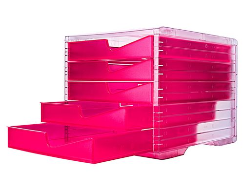 Styroswingbox NEONline mit 5 Schubladen Gehuse transparent,Schubladen neon-pink