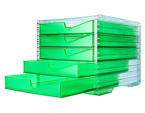 Styroswingbox NEONline mit 5 Schubladen Gehuse transparent,Schubladen neon-grn