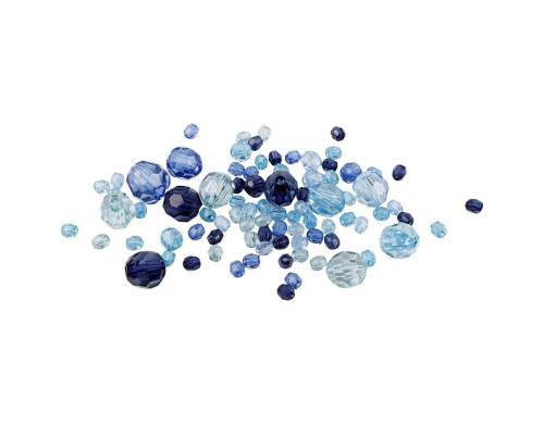 Creativ Company Facettenperlen blau, Grsse: 4-12 mm, 50g, 170 Stck