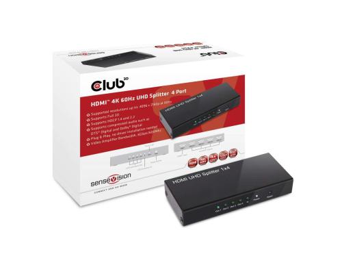 Club 3D, HDMI 2.0 UHD Splitter 4 Port 4K60Hz