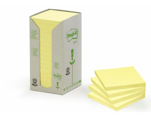 3M Post-it Recycling Notes Turm, gelb 16 Block  100 Blatt, 76x76mm