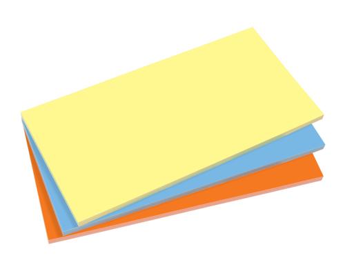 Sigel statischhaftende Notizettel 10x20cm gelb, blau, orange, 3 Block  100 Blatt