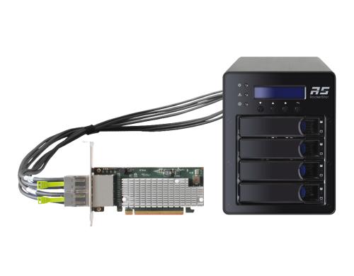 Highpoint SSD6540 NVME RAID-StorageSolution PCI-Ex16, 2xSFF-8644 Kabel, U.2 4-Bay Case