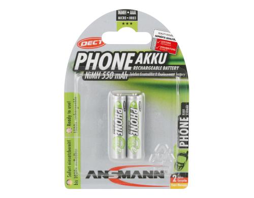Ansmann Akku AAA NiMH 550 mAh 1.2V 2er maxE, HR6, fr DECT-Phones