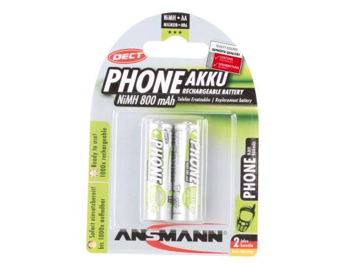 Ansmann Akku AA NiMH 800 mAh 1.2V 2er maxE, HR6, fr DECT-Phones
