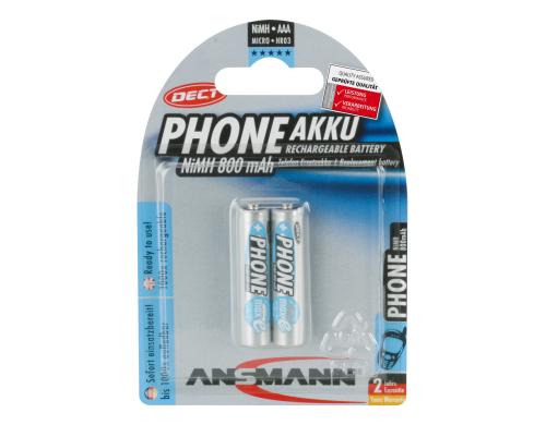 Ansmann Akku AAA NiMH 800 mAh 1.2V 2er maxE, fr DECT-Phones