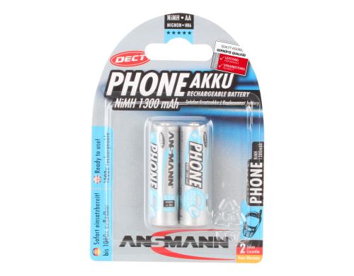 Ansmann Akku AA NiMH 1300 mAh 1.2V 2er maxE, fr DECT-Phones