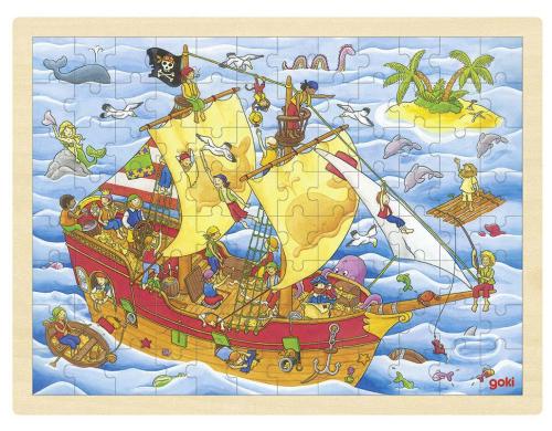 Goki Einlegepuzzle Piraten 40 x 30 x 0,8 cm, Holz, 96 Teile