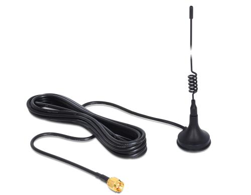 LTE/HSPA/GSM Antenne, SMA-Stecker, schwarz 3dBi Gewinn, 25cm, 2m Kabel, Omni