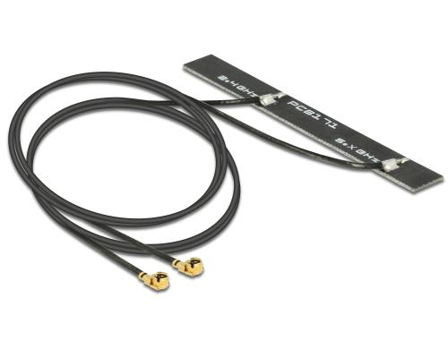 Delock 2xMHF WLAN-AC Doppel Antenne zum Einbau, Klebemontage, 2.4/5Ghz, 2x50cm