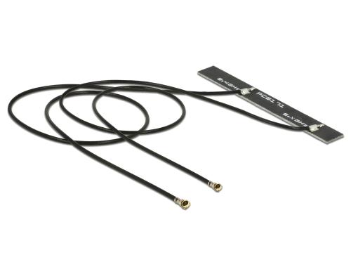Delock 2xMHF 4L WLAN-AC Doppel-Antenne zum Einbau, Klebemontage, 2.4/5Ghz, 2x25cm