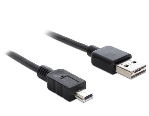 USB2.0-Kabel Easy A-MiniB: 2m USB-A Seite beidseitig einsteckbar