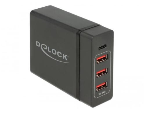 Delock Ladegert 1x USB-C PD+3x USB-A Schwarz