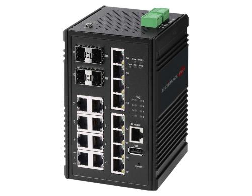 Edimax IGS-5416P: PoE+ Industrie Switch 16Port, 4xSFP, 8xPoE+, 240W Budget, -40+75