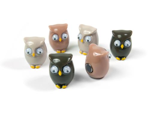 Trendform Magnete Owl 6er Set, weiss/schwarz/braun