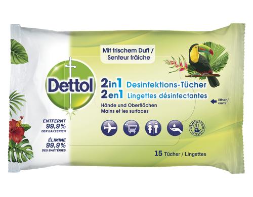 Dettol 2in1 Desinfektions-Tcher HAND+FLc 15 Stk.
