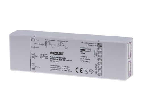 PROLED 1 Kanal LED-PWM-Dimmer 4-in-1 Input, 12-24V, 20 A