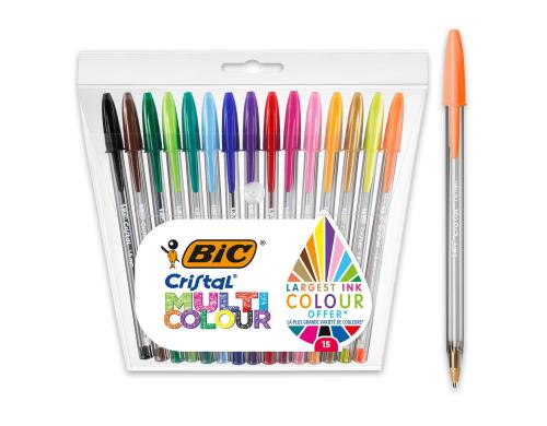 Bic Cristal Multi Colour Kugelschreiber assortiert, Pc  15 Stk