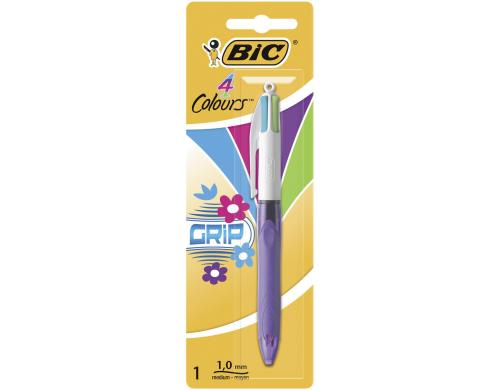 Bic 4 Colours Grip Kugelschreiber ozean-blau, pink, apfelgrn, violet