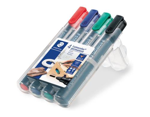 STAEDTLER 352 Marker Lumocolor perm. 4St Strichstrke:ca.2mm, Schreibfarbe:r/b/g/s