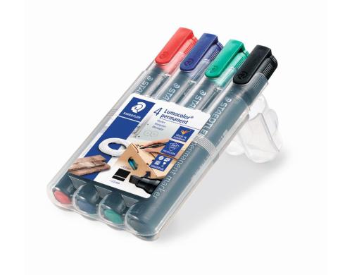 STAEDTLER 350 Marker Lumoc. Perm. 4St Box Strichstrke:ca.2-5mm,Schreibfarbe:r/b/g/s