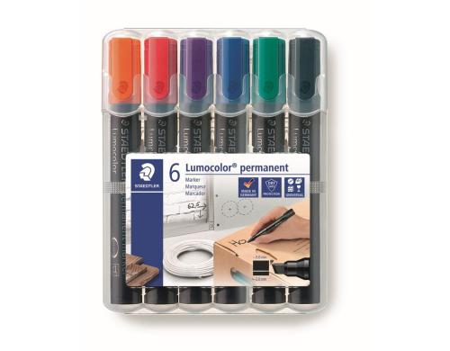 STAEDTLER 350 Marker Lumocolor perm 6St Strichstrke:ca.2-5mm,Schreibfarbe:r/b/g/s
