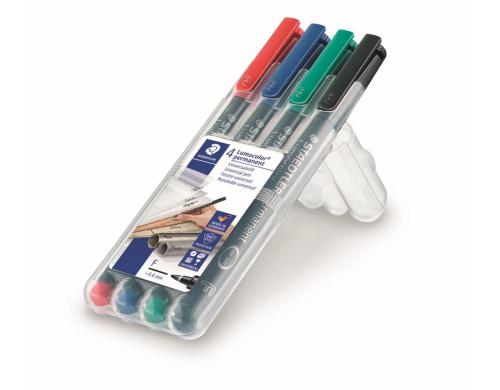 STAEDTLER 318 Folienstift Lumocolor F 4St permanent,S-Spitze, ca. 0.6 mm