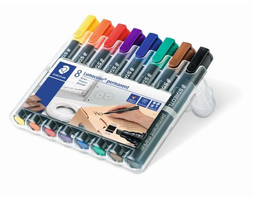 STAEDTLER 350 Marker Lumocolor perm 8St Strichstrke:ca.2-5mm,Schreibfarbe:r/b/g/s