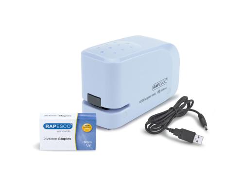 Rapesco 626EL Automatisches Heftgert USB/Batterie, blau