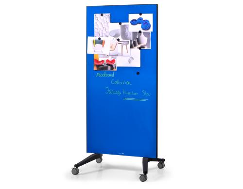 Legamaster Mobiles Glasboard blau Gehrtetes 4mm Sicherheitsglas, magnetisch