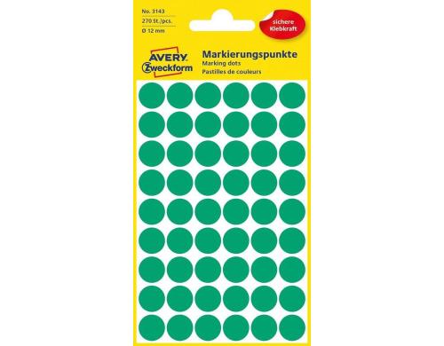 Avery Zweckform Markierungspunkte grn Durchmesser 12mm, 5 Bogen/270 Etiketten