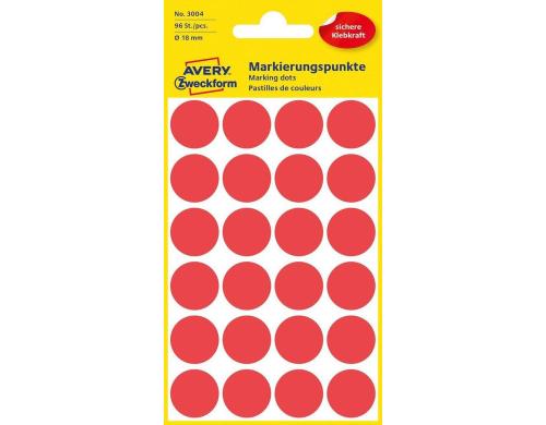 Avery Zweckform Markierungspunkte rot Durchmesser 18mm, 4 Bogen/96 Etiketten